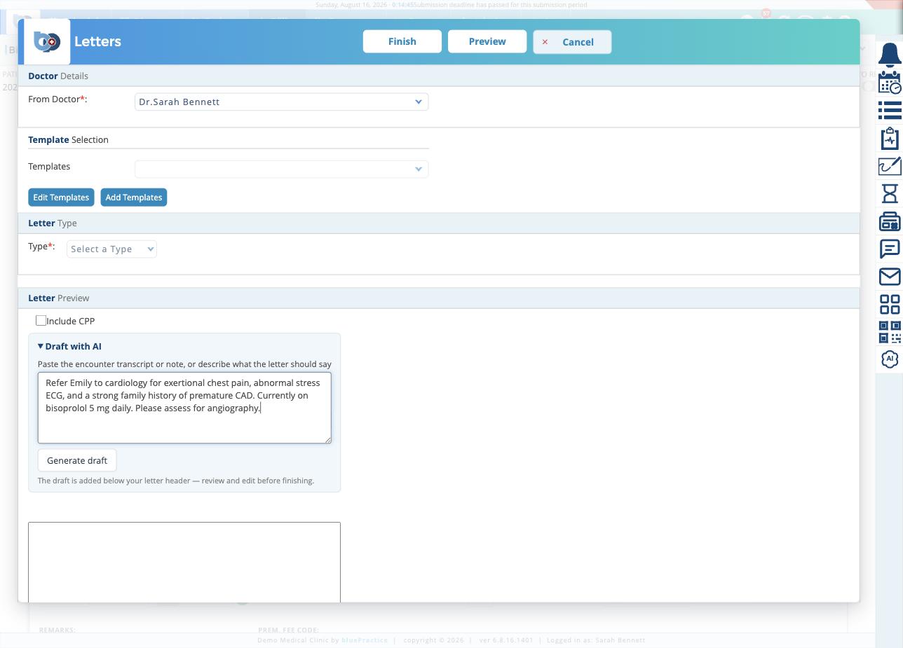 AI-drafted referral letter